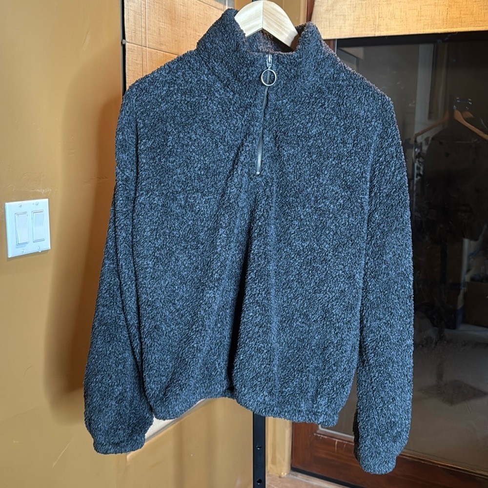 Pj Salvage Campfire Cozy Half Zip Lounge Sweatshirt Gray Size Small Oversized
